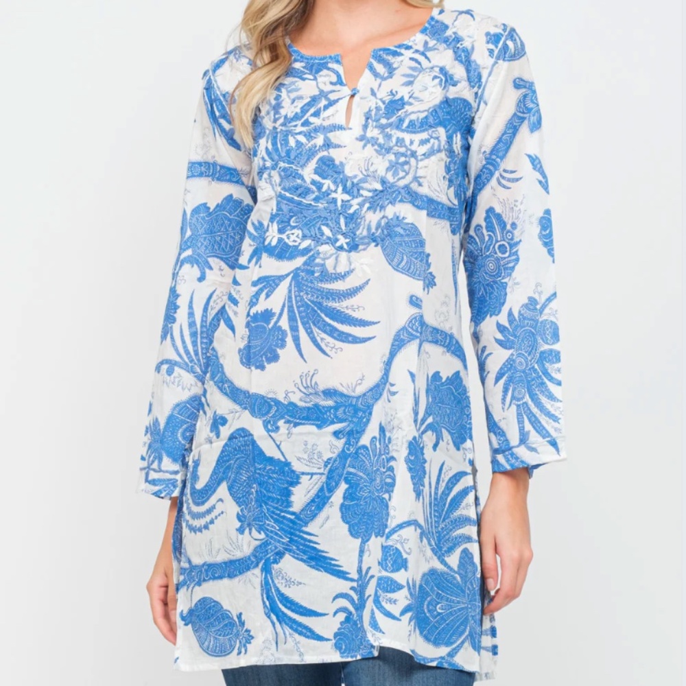 RAJ ALMA PRINTED EMBROIERED TUNIC - LARGE